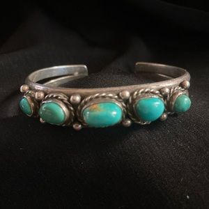 Antique Navajo, turquoise, and sterling bracelet